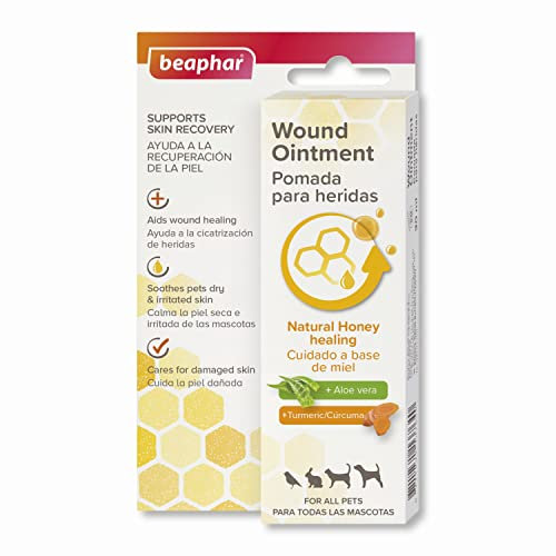Beaphar - Derma+ Wound Cream for Pets 30ml – First aid soothing cream with honey, Aloe vera & turmeric - Supports skin recovery, wound healing & soothes dry & irritated skin - Suitable for all pets