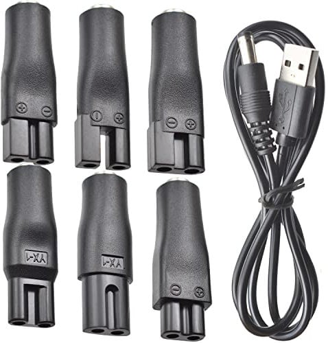 7 PCS Power Cord 5V Replacement Charger USB adapter Suitable for Electric Hair Clippers, Beard trimmers, Shavers, Beauty Instruments, Desk Lamps, Purifiers.