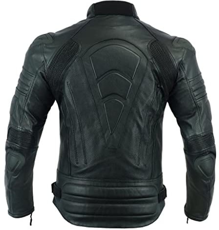 Chaqueta de cuero para motocicleta perforada blindada con armaduras externas MBJ-22AIR, M Jacket4U