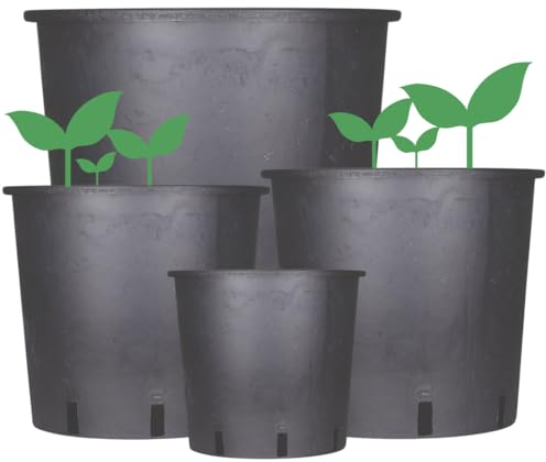 Weedness Blumentopf Rund Kunststoff 5 Liter 20 x 20 cm, Schwarz für Innen & Außen, Grow Anbau Pflanzen-Topf Pflanzgefäß Blumen-Kübel Balkon Garten