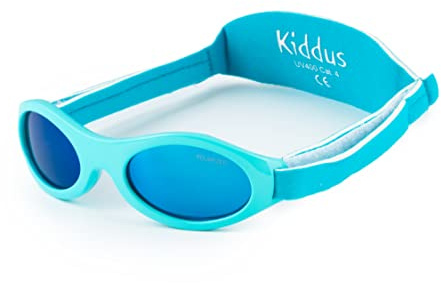 Kiddus Polarisierte Babysonnenbrille für Neugeborene Jungen Mädchen. Von 0 Monaten bis 2 Jahren. 100% Schutz UV400 Sonnenfilter. Silikon-Nasensteg. Verstellbares weiches Band. BPA-Frei. PREMIUM