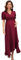 KOJOOIN Robe De Maternité pour Femme Robe d'allaitement À Col en V Robe De Maternité À Manches Courtes avec Volants Robe Florale Fleurs Bordeaux (Manches Courtes) L
