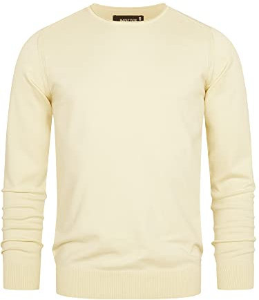 Indicode Herren Gamal Strickpullover aus 80% Baumwolle | Pullover O-Neck Pulli Männer Anise Flower, L