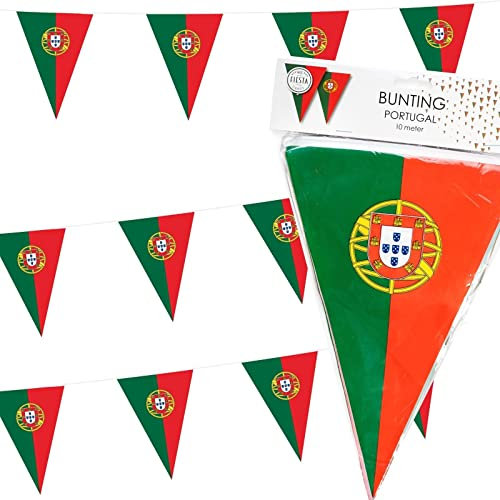 Deko * Portugal * für Party und Geburtstag | Dekoration Partydeko Länderparty EM WM Rot Grün, Edition: Wimpelgirlande, 10m