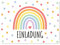 Friendly Fox Regenbogen Einladung, 12 Kinder Einladungskarten Regenbogen Kindergeburtstag Mädchen Junge, DIN A6 Einladung