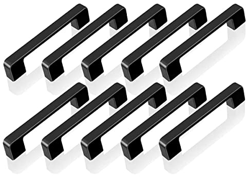 PRATYAHARA Lot de 10 poignées de meuble de cuisine, de tiroir, d'armoire, 96 mm - Noir