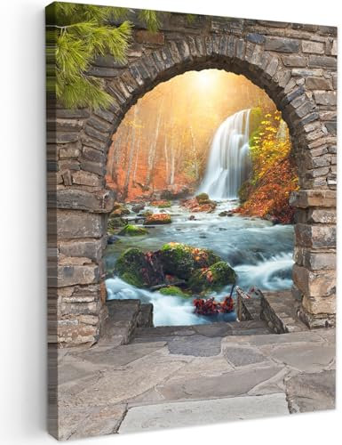 MuchoWow© Impressions sur Toile 30x40 cm Deco Tableau Murale Decoration Salon Peinture Tableaux Chambre Toiles Maison Transparent - Cascade - Automne - Paysage