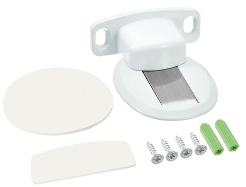 uxcell Magnetic Door Stopper, Floor Door Stops Catch Magnets Door Holder with Self Adhesive and Screws, White