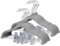 MangoKit 30cm Baby Kleiderbügel mit Verstellbaren Klammern, 16 Stück Hosenbügel, Samt Kinder Kleiderbügel, Ultradünne Platzsparende Kinderkleiderbügel für Hemden, Hosen, Kleider, Röcke, Jacken(Grau)