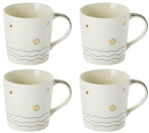 Cha Cult teemando® 4 X Becher Sinje Keramik mit Goldauflage 0,4 l H 9,7 cm, Ø 8,7 cm = 4 Becher