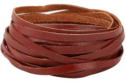 GORGECRAFT 5m*5mm*1mm Cordoncino di Cuoio Piatto Stringa di Cuoio Genuino Striscia di Cuoio Cinturino Intrecciatura di Pelle Bovina Corda di Filo per Braccialetti Collana, Marrone Noce di Cocco