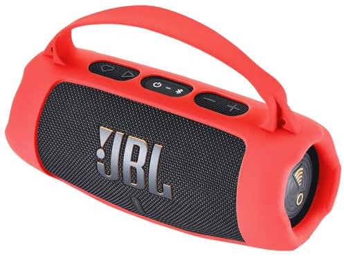 Yaowanguan Étui en Silicone pour JBL Charge 5 WiFi et Enceinte Bluetooth,Charge 5 WiFi & Charge 5 Housse de Voyage Portable Protectrice Peau Housse de Transport(Rouge)