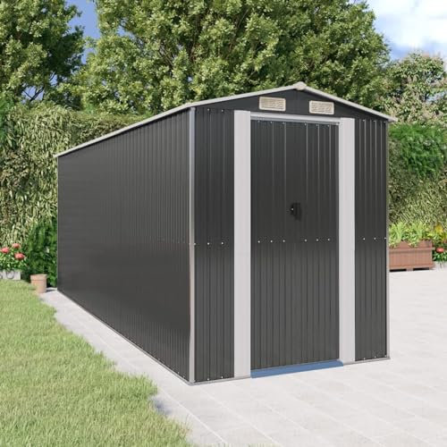 ARKEM Cobertizo de jardín Acero galvanizado Antracita 192x523x223 cm Trastero Exterior Contenedor Prefabricada
