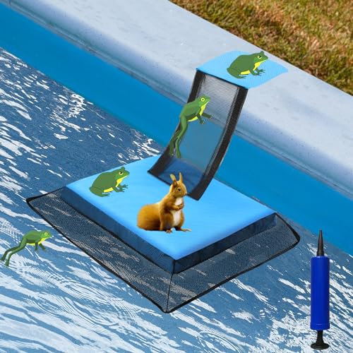Omobolanle Rampa de escape para salvar animales, flotadores para piscina, rampa de escape de animales pequeños, para entrar en la piscina para ranas, patos, ardillas, ratones, otros bichos, azul, 1