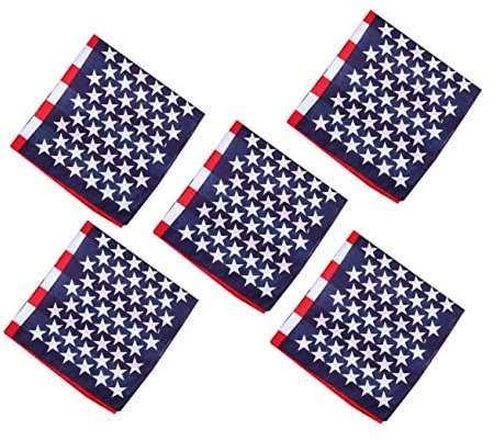 SHERCHPRY 5Er Set Unisex Outdoor Kopftücher Mit Amerikanischer Flagge Weiche Atmungsaktive Bandanas Für Sport Und Freizeit Modische Us-Flagge Stirnbänder Für Herren Und Damen