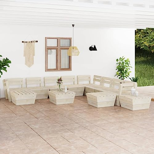 FUDUGEHMIOFWFJJ glasplatte Tisch,küchentisch klein,Tisch mit 4 stühlen Set,12-TLG. Garten-Paletten-Lounge-Set Imprägniertes Fichtenholzdining Table Set 4 Chairs,bistrosets,Patio Tisch und stühle Set,