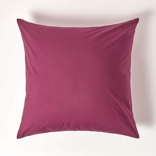 HOMESCAPES Plum Purple Pure Egyptian Cotton Euro Size Pillowcase 60 x 60 cm 200 TC 400 Thread Count Percale Equivalent Large Square Pillow Case with Zip Pack of 4