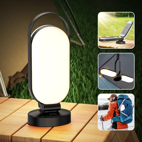 Hapfish Luz Camping Recargable, 5000mAh Lampara Solar Camping, Accesorios Camping, Portatil Plegables Impermeables, Linterna LED Sin Cable para Tienda, Emergencia, Interior, Exterior, Campismo