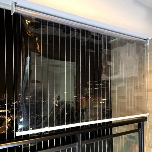 tow000ack Transparentes Wasserdichtes Rollo,PVC Kunststoff Rollläden Fensterrollo Regenschutz Vorhänge,Wetterfest Aussenrollo Seitenzugrollo für Balkon Terrassen Tür,Breite x Höhe (200cm x 300cm)