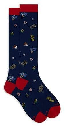 Gallo Calze lunghe uomo blu fantasia carte e dadi