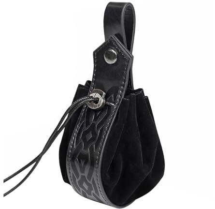 XINGLIDA Vintage Kordelzug Tasche PU Hüfttasche Mittelalterliche Würfel Tasche Halloween Geldbörse Cosplay Party