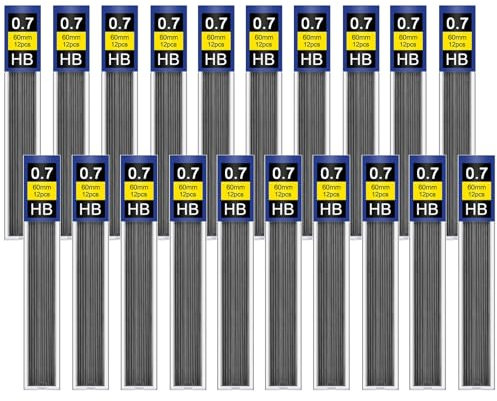 GZDAOXIA 240 Stück Bleistiftminen 0,7 mm HB,Bruchsichere Minenersatz,bruchfeste Minen,Bruchfeste HB Bleistiftminen,für Druckbleistifte Schreiben,Zeichnen,Hausaufgaben(0.7)