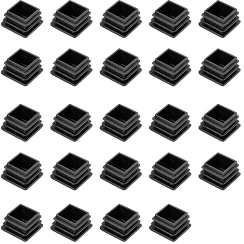 20 * 20mm Square Plastic Plugs,Square Plastic End Caps in 24pcs,Chair Leg Pipe Tube Insert Blanking Cover,End Cover Caps for Furniture,Tables,Chairs
