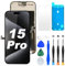 DIGI4U LCD für iPhone 15 Pro Bildschirm Ersatz, 6,1 Zoll Full HD Face ID True Tone Bildschirm für iPhone 15 Pro Display Digitizer Montage mit magnetischen Reparaturwerkzeugen für iPhone 15 Pro LCD