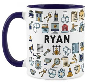 Purely Home Custom Prison Officer Mug - Humourous Jail Staff Inmate Security Novelty Gift - Tea/Coffee Navy Blue Ceramic Cup Personalised Present for Prison Officers