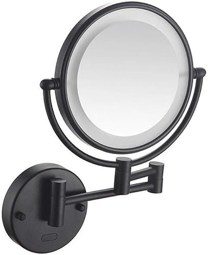 OWOHYG 8-Zoll-Badezimmerspiegel zur Wandmontage, 360 ° schwenkbarer doppelseitiger LED-Schminkspiegel, ausziehbarer, klappbarer Kosmetikspiegel in runder Form, USB-Aufladung(Orb-3X)