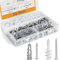 200 Stück Selbstbohrender Gipskartondübel Set, 50 Zink Metall Wanddübel + 50#6 Schrauben, 50 Nylon Trockenbau Dübel + 50#8 Schrauben für hängende Bilderrahmen, Spiegel, Wandschrank, Lampe