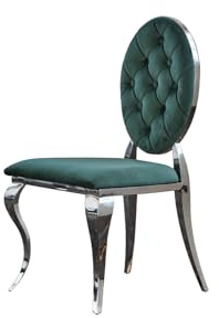 KAWOLA Esszimmerstuhl Linda - Polsterstuhl Barock Velvet Grün, Stuhl Esszimmer, Küchenstuhl Hochglanzfüße