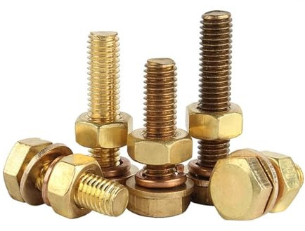 KSeSii 4In1 Brass Outer Hexagonal Bolt Screw Nut Flat Washer Washer Combination Machine Screws Copper DIN933 M3 M4 M5 M6(20mm,M5 (5Set))