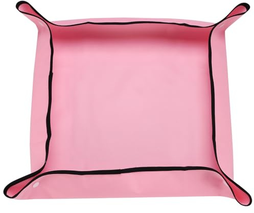 sourcing map Repotting Mat 19.7 x 19.7 Oxford Cloth Waterproof Plant Repotting Mat Foldable Portable Gardening Potting Tray with Plastic Buckle for Indoor Plant Change Soil, Pink