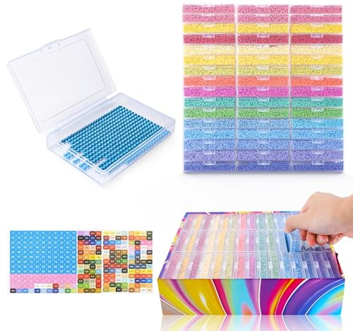 Nexum Aufbewahrungsboxen für Diamantmalerei mit Deckel, Aufbewahrungsboxen für Diamantmalerei-Steine, Gitterwerkzeuge, Zubehör (48-Boxen)