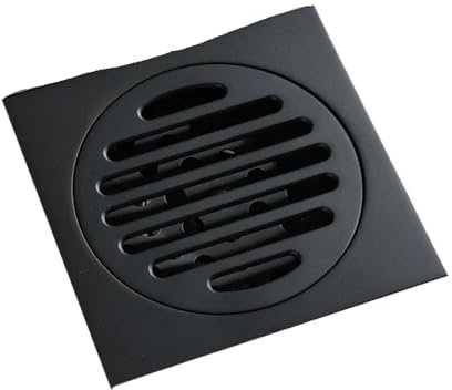 Rejillas De Drenaje Desagües de suelo de 10x10 Cm, desagüe for el suelo de la ducha de latón negro/cromado, desodorante for baño, cubierta de colador de drenaje de suelo cuadrado, residuos de rejilla
