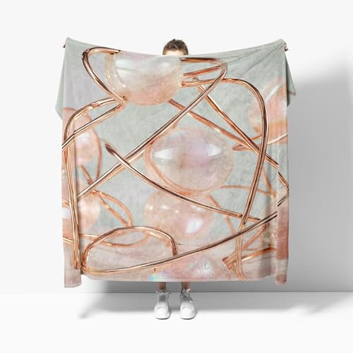 Luxury Geometric Sphere Fleece Blanket Throw for Bed, Sofa, Couch - Luxury Cozy Warm Flannel Blankets Gifts for Men Women, Warm Plush Rose Gold Fleece Throw Single 130x150cm