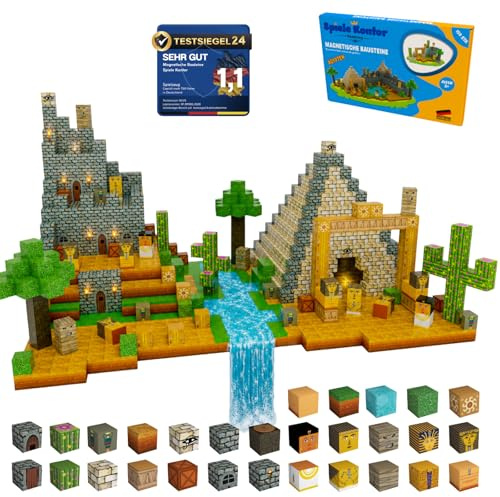 Magnetische Bausteine Ägypten 150 Teile, Magnetbausteine Kinder ab 3 | Magnetic Building Blocks Egypt · Magnetsteine · Geschenk Junge Mädchen 3-10 Jahre · 0,8mm doppelt so dick