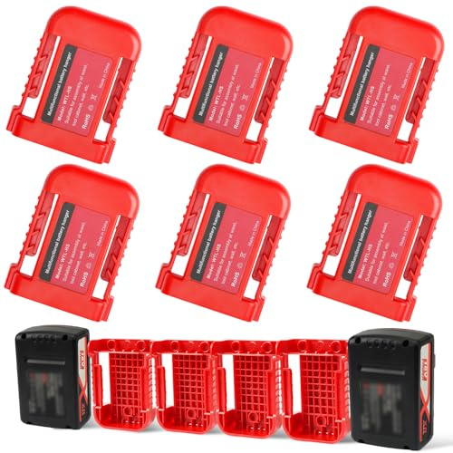 QUPERR Supports Batterie 18V Compatibles avec Batteries Einhell, Lot de 6 | Supports muraux pour organiser les batteries en atelier, garage ou établi; installation simple et accès rapide