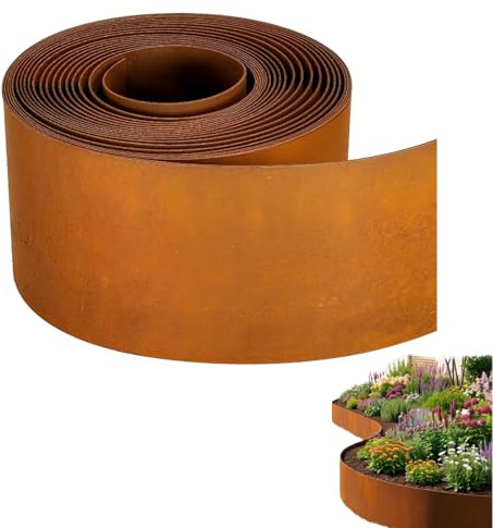 10 m x 15 cm Cortenstahl Rasenkante: Cortenstahl Beeteinfassung Metall | Für Garten – Rasenkante Metall Als Beetumrandung Metall Für Rasen, Wege, Blumenbeet