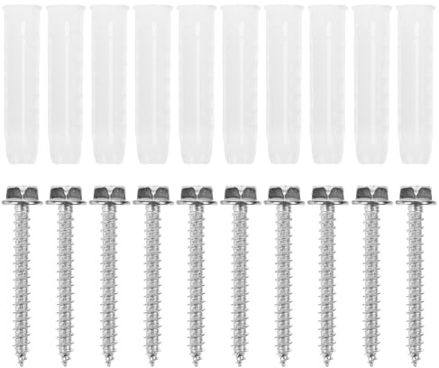 ANDRESLAD 10 Sets Tv Mount Anchors and Screws Kit with 10mm Plastic Expansion Tubes and 6mm Wall Pins for Concrete and Drywall, Tv Bracket Installation Accessories for Secure Wall Fixing