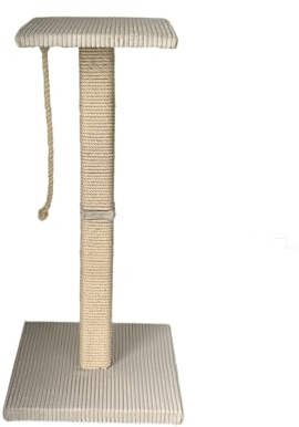Rohrschneider Katzenbaum Emmi mit Sisalseil, Vollholz, Liegeplatte mit Spielseil, 45x45x77/97 cm, Cordstoff, verschiebene Farben und Höhen, für Katzen (Beige, Höhe 97cm)