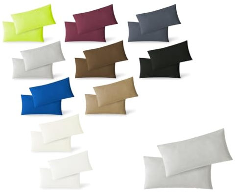 Funda de cojín, Juego de 2 Unidades, con Cremalleras, 5 tamaños, 100% algodón, Plata, 40 x 60 cm