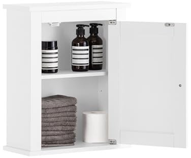 SoBuy® FRG203-W Hängeschrank mit Einer Tür Wandschrank Badschrank Badmöbel Küchenschrank Medizinschrank Weiß BHT ca: 40x49x18cm