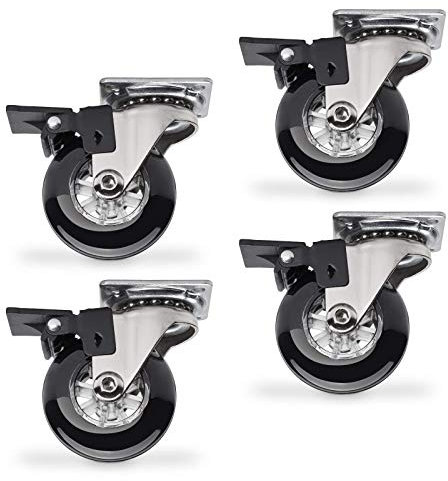 SOTECH 4 Stück Lenkrollen SWIFT Rollen-Ø 50 mm schwarz mit Feststellfunktion, Transportrollen belastbar bis 140 kg (35 kg pro Möbelrolle), Höhe 64 mm