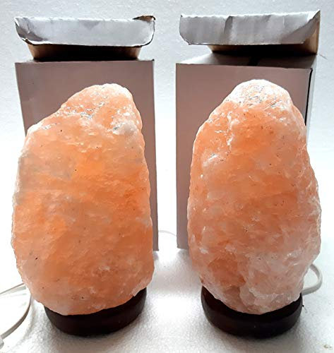 2 Lampade di Sale Rosa Grezza, 1-2 kg Salgemma dell'Himalaya,Ideali per COMODINI, con Certificato di Garanzia.