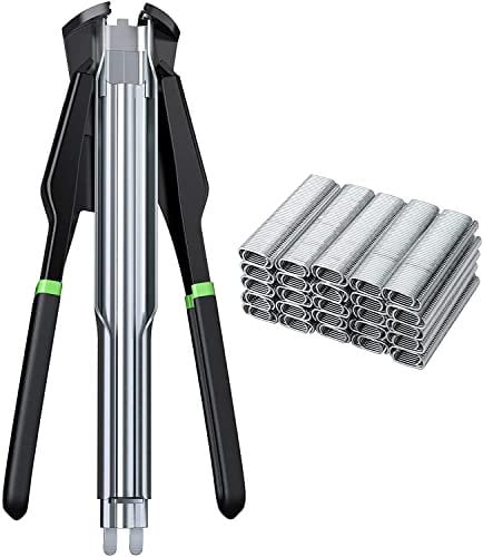 Proster C7 Hog Ring Zange C-Typ Clip Automatische Zaun Zange mit 2500 Stück Verzinktem Stahl Hog Ringe für Matratzen Auto Kissen Sofas Zäune Pet Käfige -Schwarz