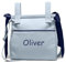 Bolsa panera de polipiel personalizada con nombre bordado - Bolso carro - Talega carrito de bebé - Celeste - Nenel