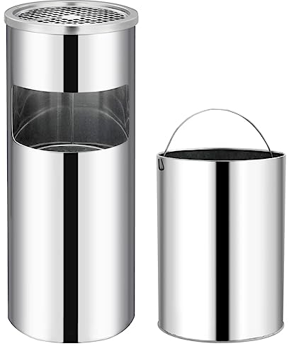 vidaXL Poubelle à Cendrier d'Hôtel Poubelle de Recyclage Ordure Déchet Extérieur Ecole Unité Bureau Restaurant Hôpital 30 L Acier Inoxydable