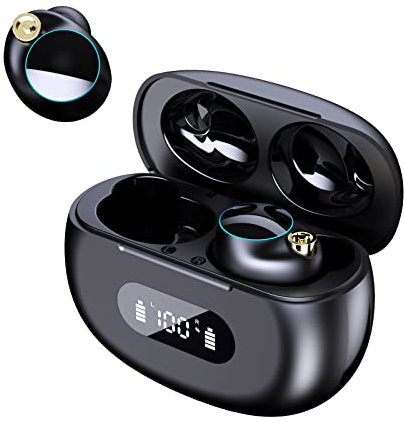 Hsility Bluetooth-Kopfhörer EDR LED-Anzeige Stereo-Sound Bluetooth-Kopfhörer mit tragbarer Ladehülle für iPhone Android Sport Laufen im Freien